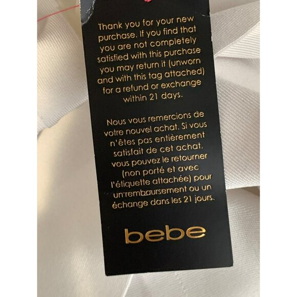 Bebe Bandage Dress Bodycon Mini Mesh Cutout Plunge Sexy L White NWT Y2K 90s - Picture 5 of 12